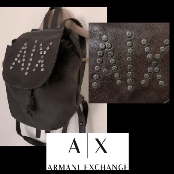 Armani Exchange  A/X Glove Leather Studded Backpack Rucksack Book Bag Purse main image 8